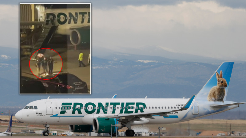 A Frontier Airstrike Leaves a Plane Crater in Denver Denver International Airport