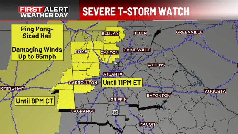 Atlanta Bracing for Severe Thunderstorm Watch as Storms Sweep Through