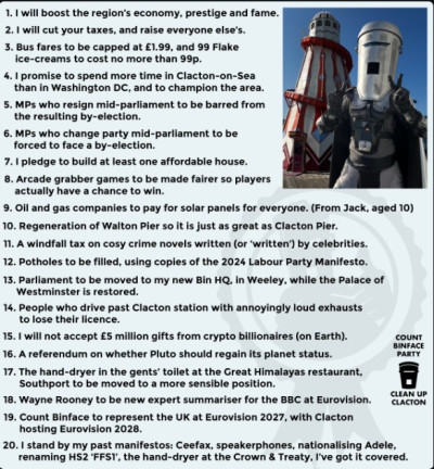 Clacton by-election: Farage vs. Count Binface - A Circus Unfolds