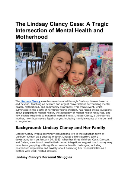 Lindsay Clancy Trial: A Spotlight on Postpartum Psychiatry