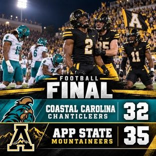 Appalachian State defeats Coastal Carolina 35-32 in Sun Belt showdown