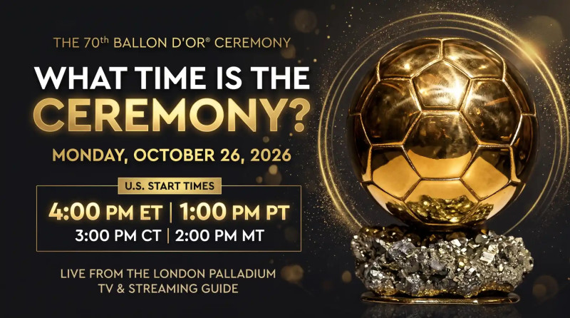 Ballon d'Or 2026 ceremony held Monday at London Palladium, starts at 21:00