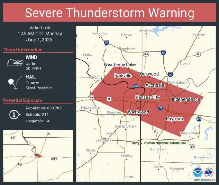 Kansas City braces for tornado warning and severe thunderstorm