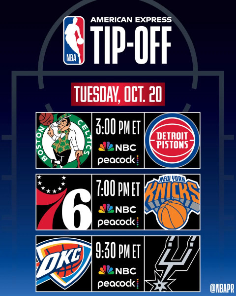 NBA 2026-27 season opens with tripleheader on October 20