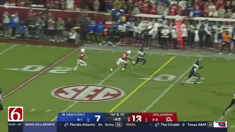No. 15 Kentucky Beats Oklahoma 21-13, Extends Winning Streak to Five
