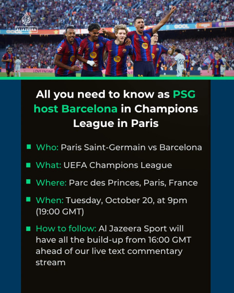 PSG to host Barcelona in Champions League on Oct 20