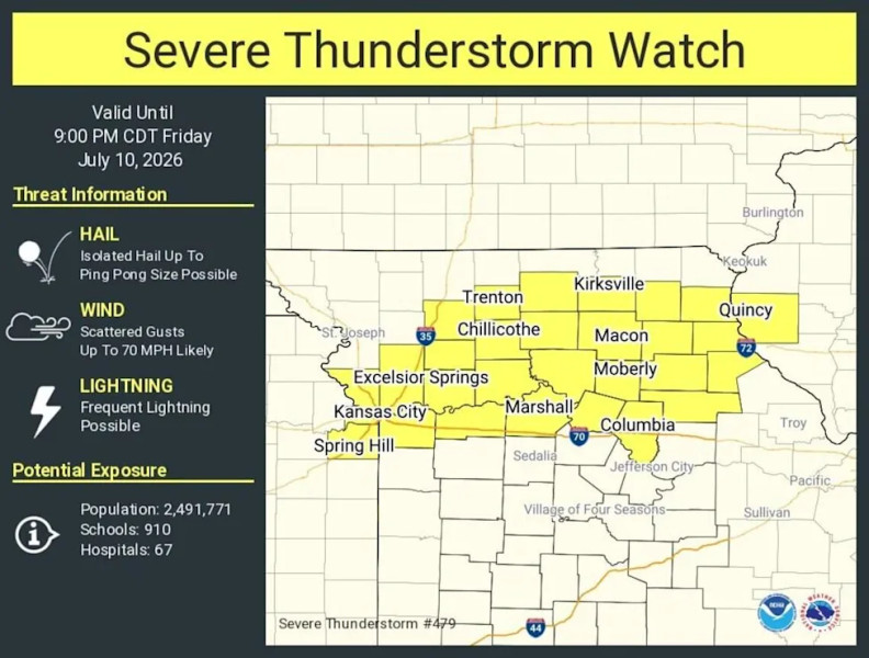 Severe thunderstorm watch issued for Kansas City as storms approach