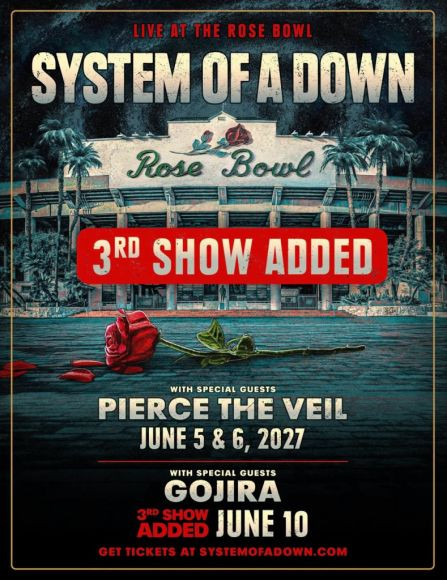System of a Down to perform three Rose Bowl shows in June 2027