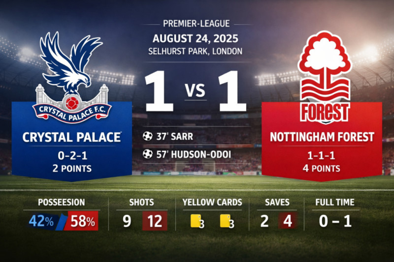 The Dramatic Turn:  Crystal Palace F.C. vs Nottingham Forest Season Standings.